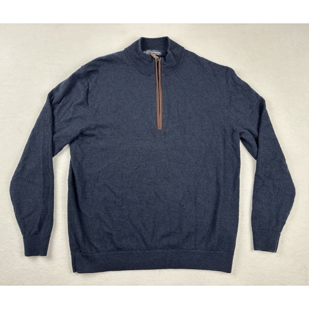 Hart Schaffner Marx Extra Fine Merino Wool 1/4 Zip Sweater Navy Large‎